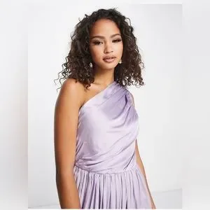 ASOS Dresses Anaya Bridesmaid Satin One Shoulder Thigh Split